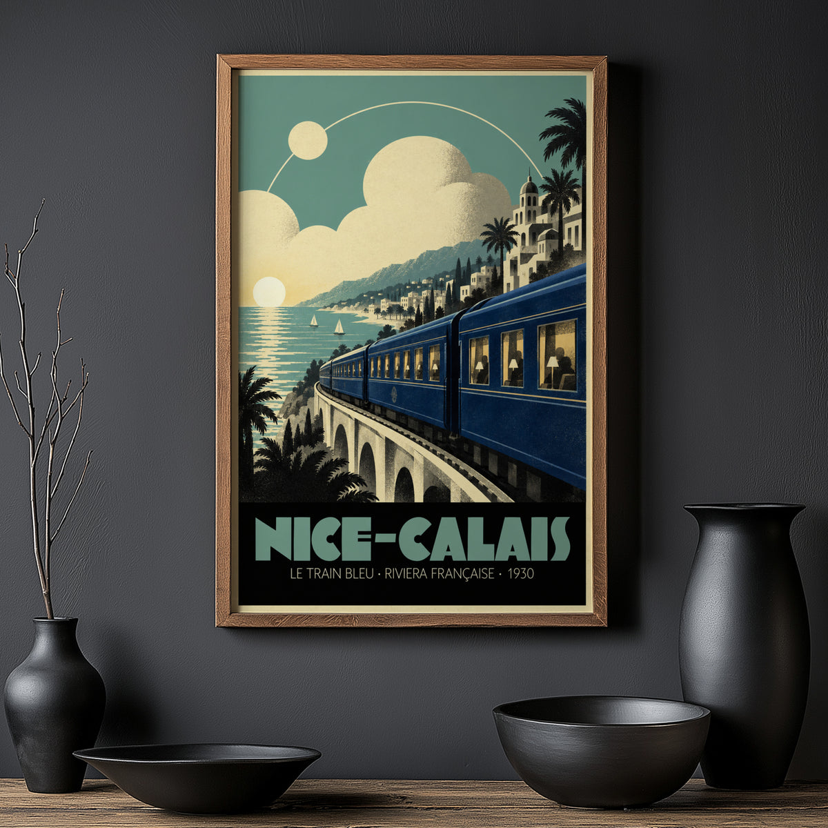 Vintage Le Train Bleu Print Poster, Riviera Wall Art