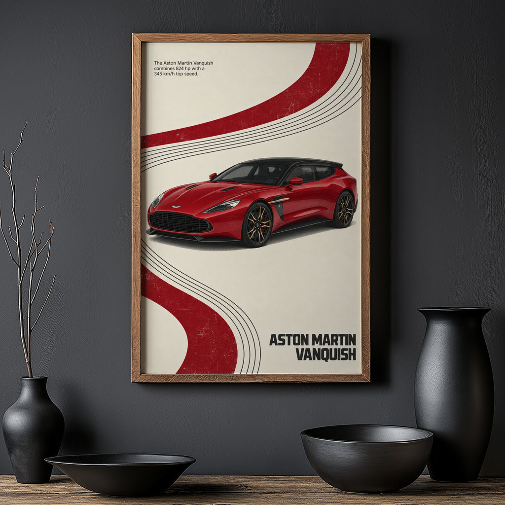 Vintage Aston Martin Vanquish Print, Car Wall Art