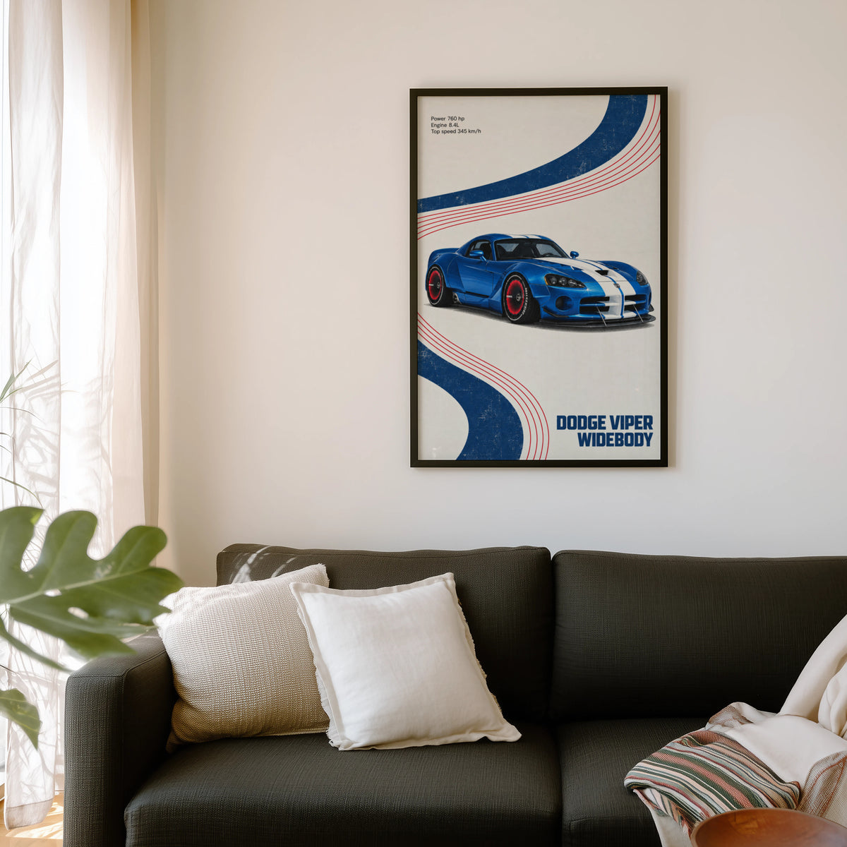 Vintage Dodge Viper Widebody Print, Car Wall Art