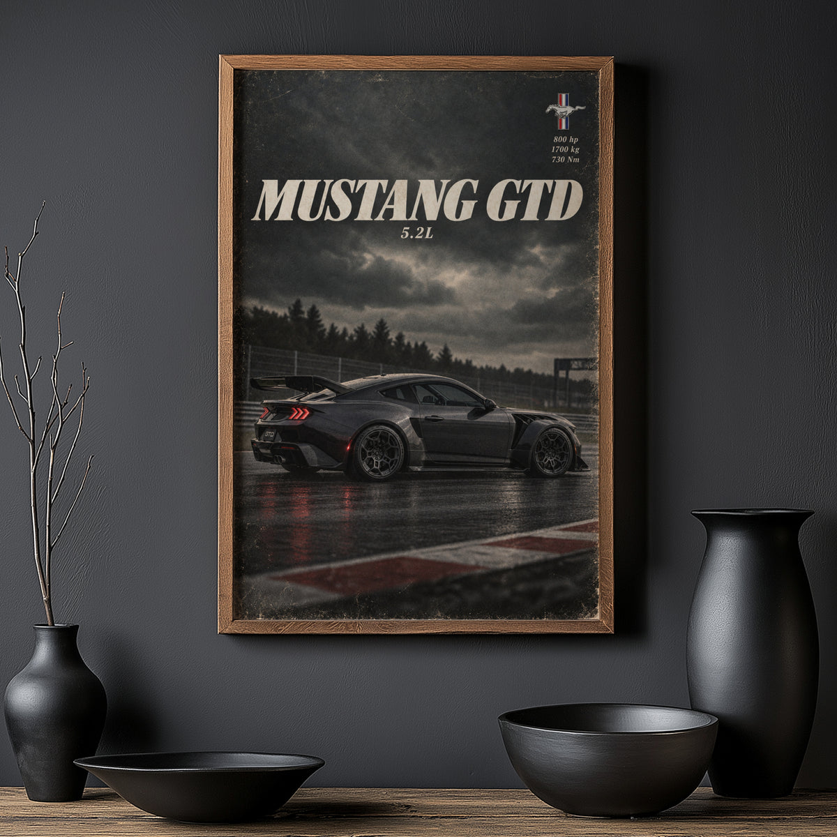 Vintage Mustang GTD Print, Muscle Car Wall Art
