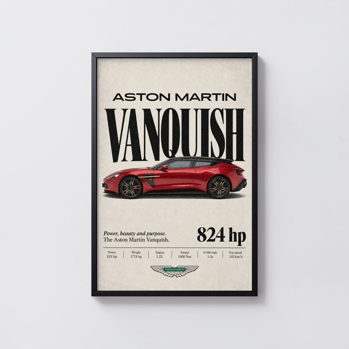 Vintage Aston Martin Vanquish Print, Car Wall Art