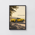 Vintage Ferrari Print, Yellow Supercar Wall Art