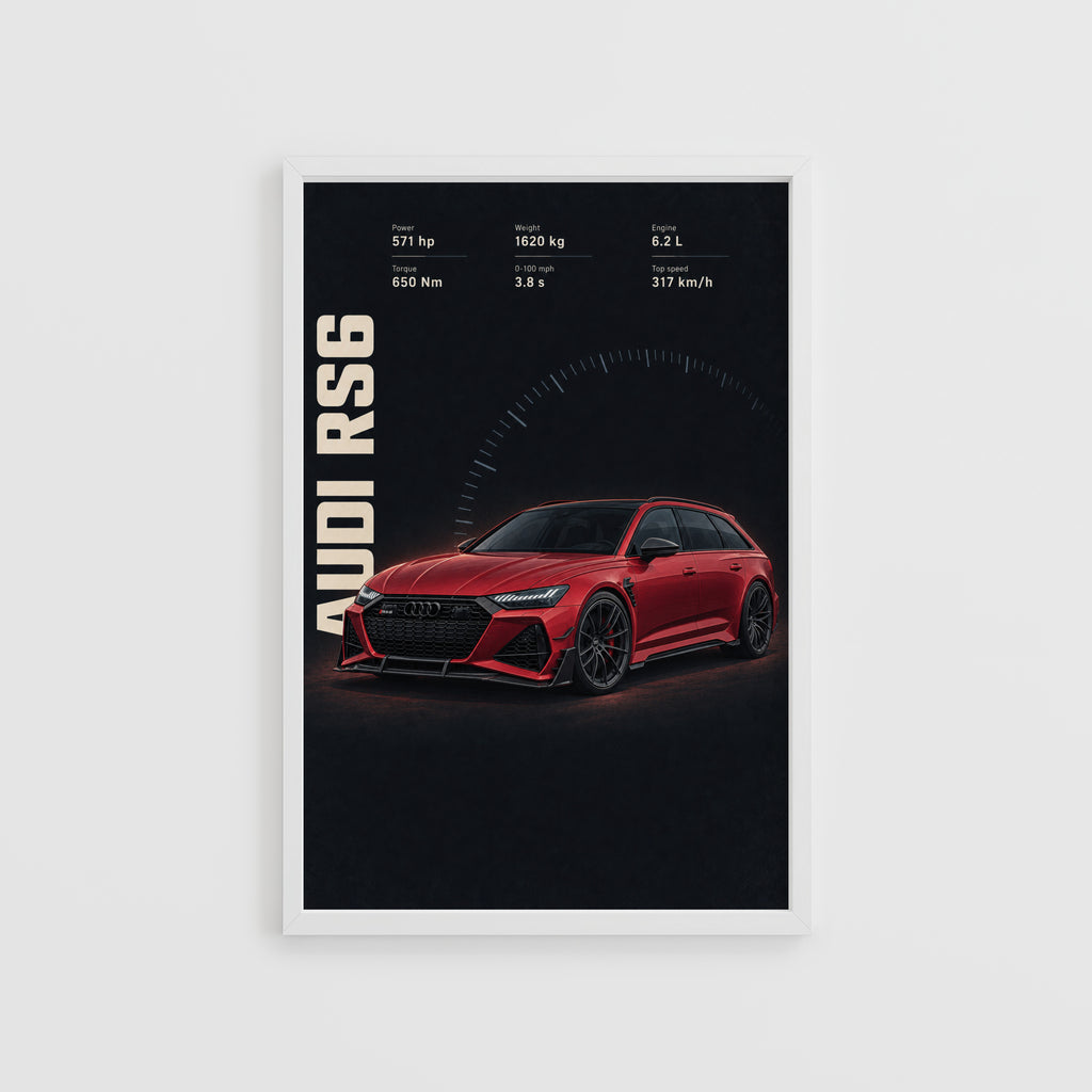 Vintage Audi RS6 Print, Car Wall Art