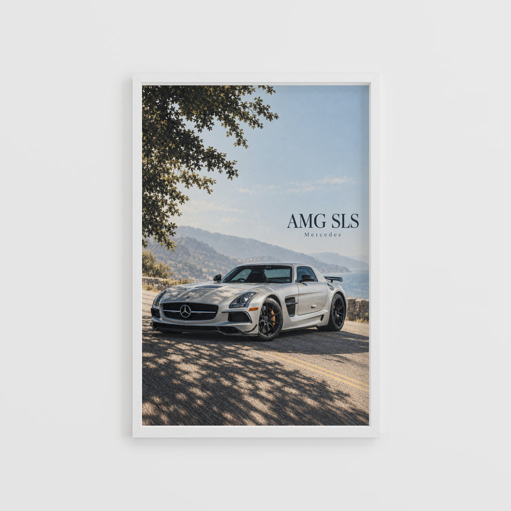 Vintage Mercedes AMG SLS Print, Car Wall Art