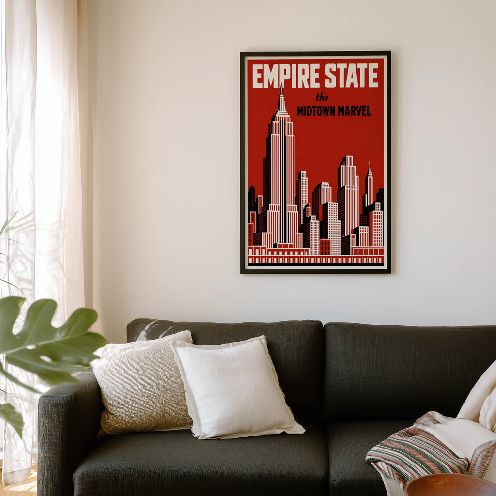 Vintage New York Poster, Empire State Wall Art