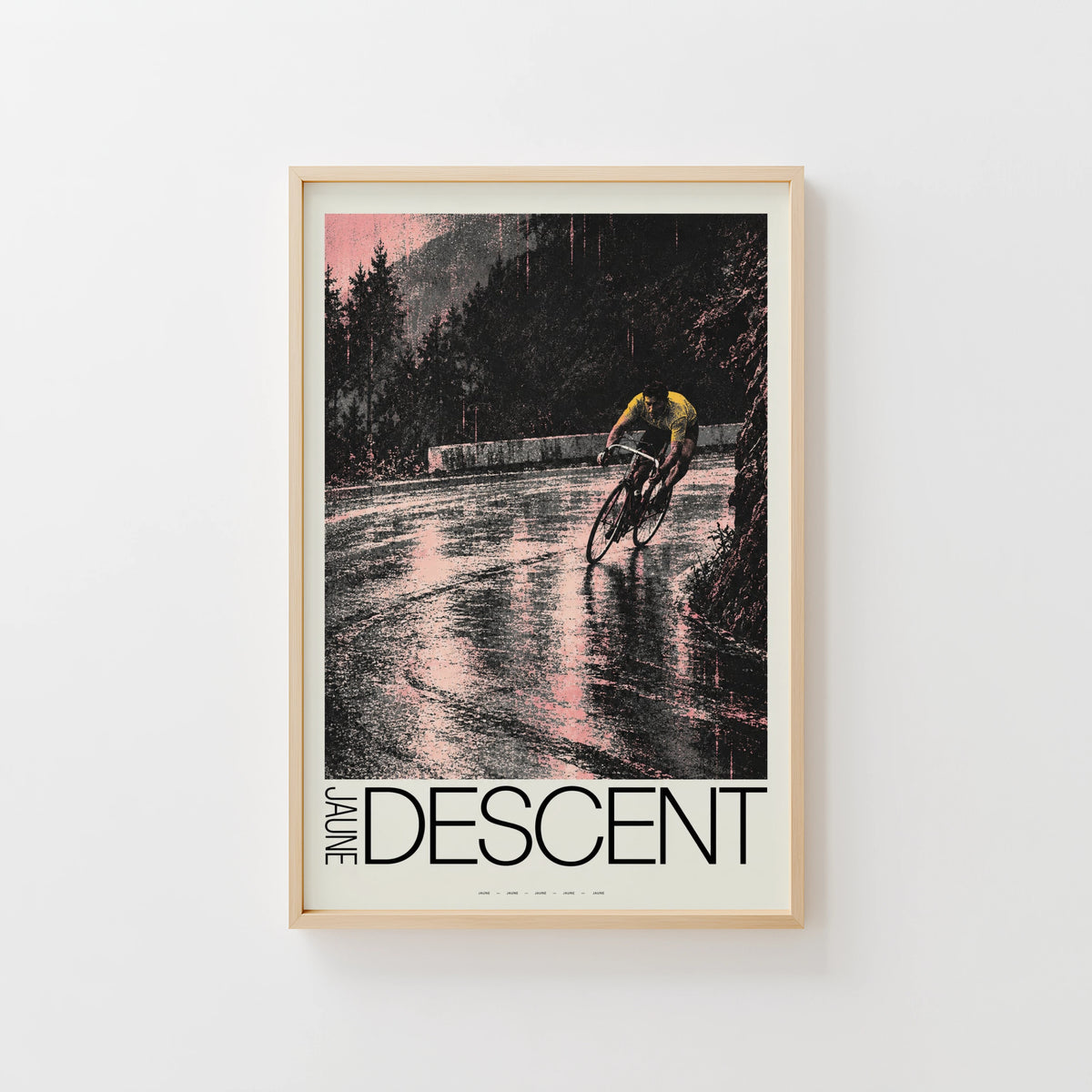 Vintage Cycling Poster, Wet Road Descent Wall Art Print