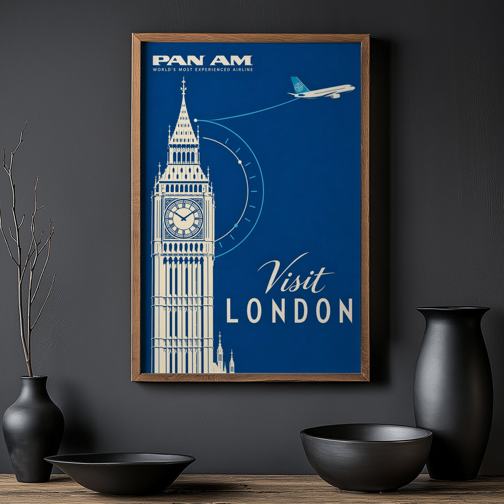 Vintage London Poster, Big Ben Wall Art, Travel Print