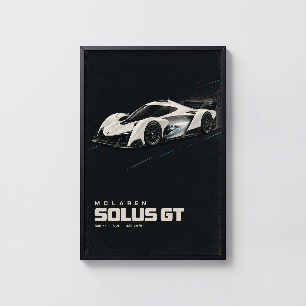 Vintage McLaren Solus GT Print, Supercar Wall Art