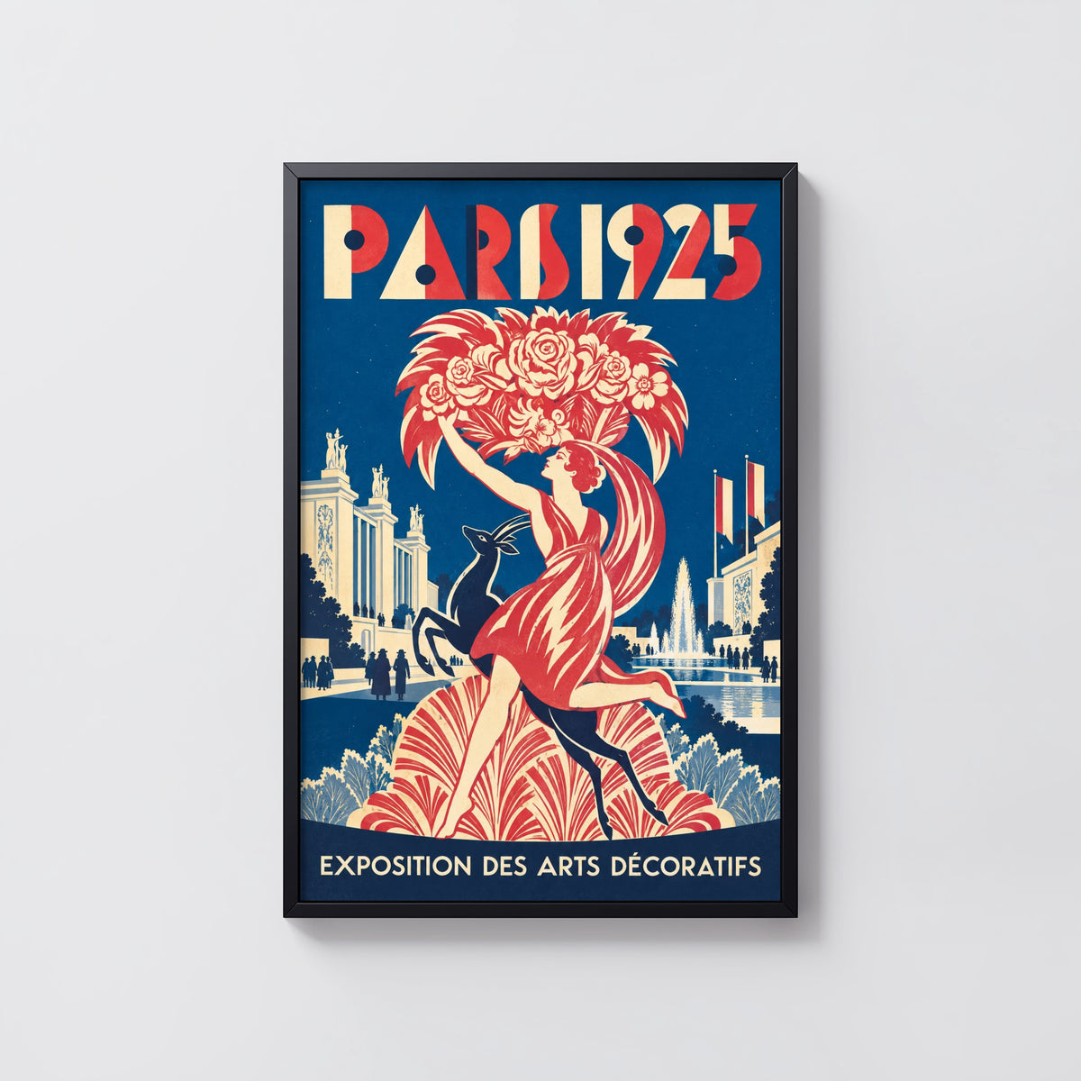 Vintage Paris 1925 Poster, Art Deco Wall Art, France Print