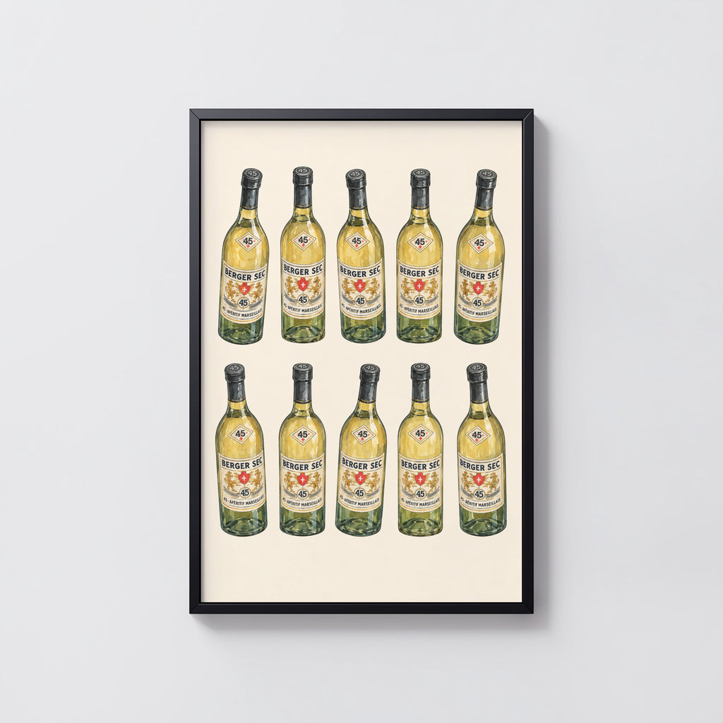 Vintage Berger Sec Print Poster, Aperitif Bottles