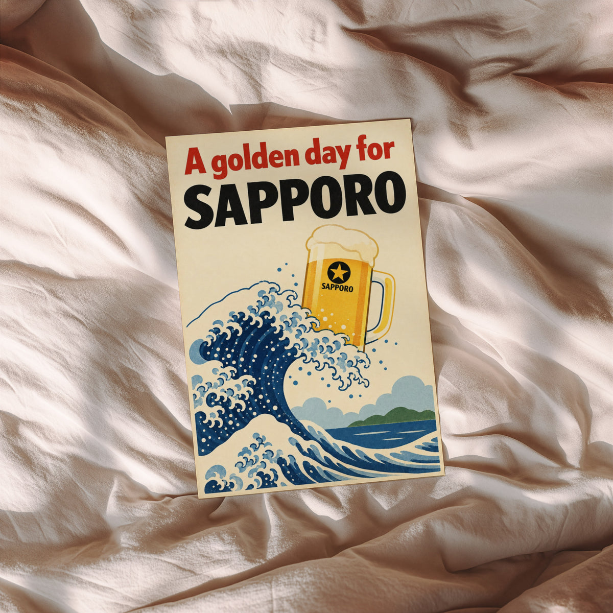 Vintage Sapporo Beer Print, Japanese Wave Poster