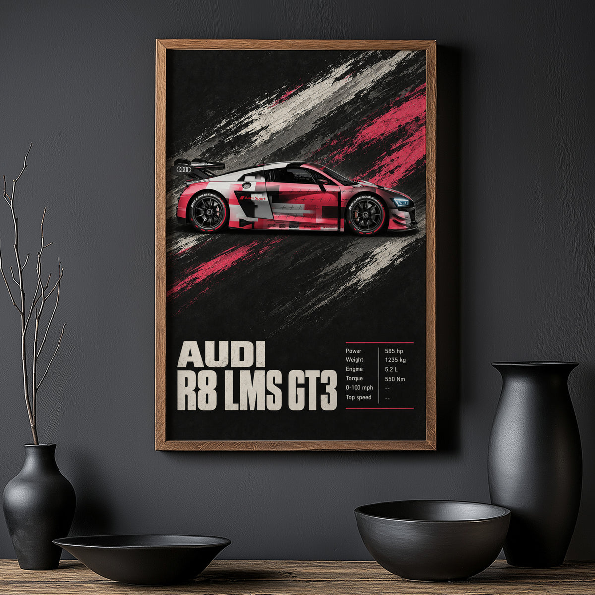 Vintage Audi R8 LMS GT3 Print, Race Car Poster