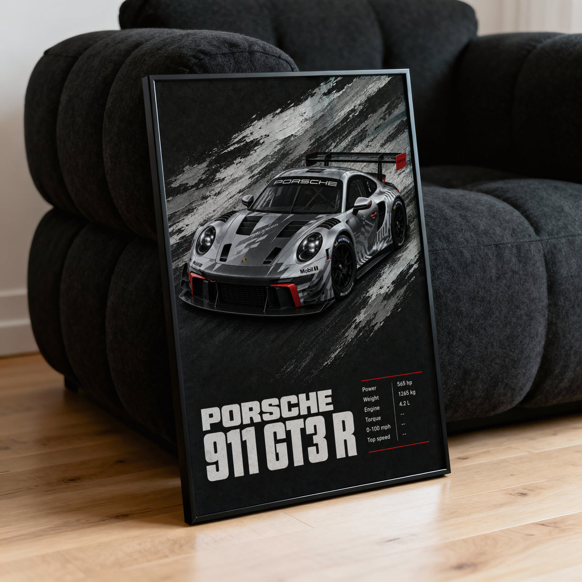 Vintage Porsche 911 GT3 R Print, Race Car Wall Art