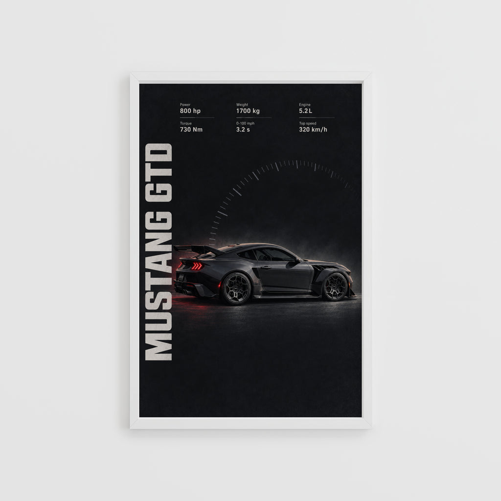 Vintage Mustang GTD Print, Muscle Car Wall Art