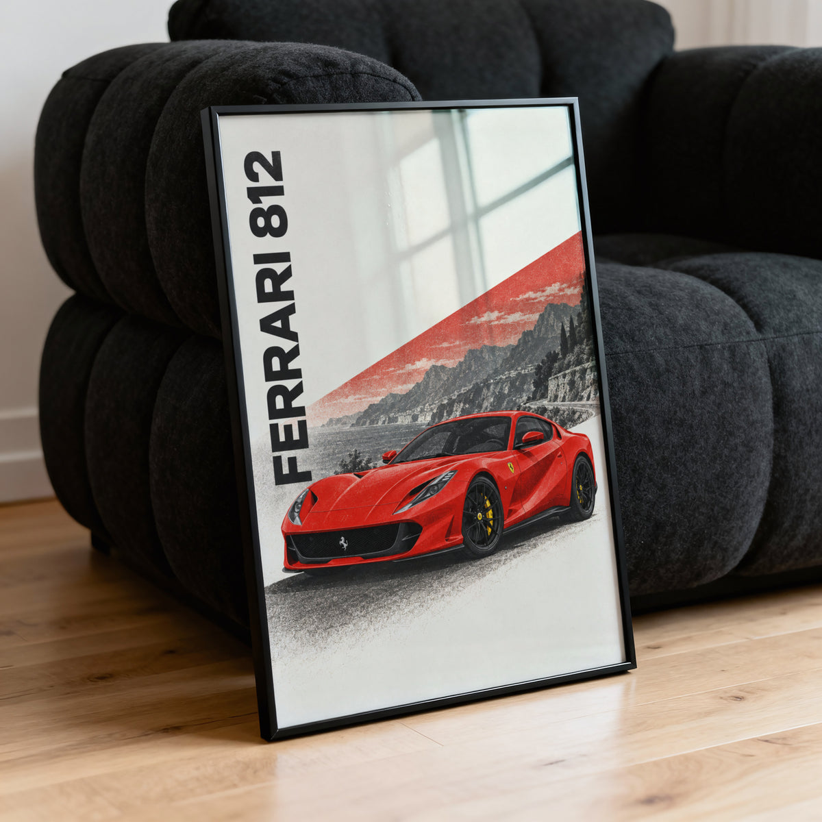 Vintage Ferrari 812 Print, Red Supercar Wall Art