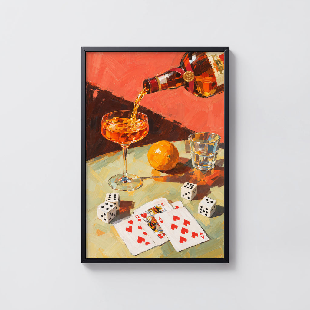 Vintage Cocktail Print Poster, Orange Liqueur Wall Art
