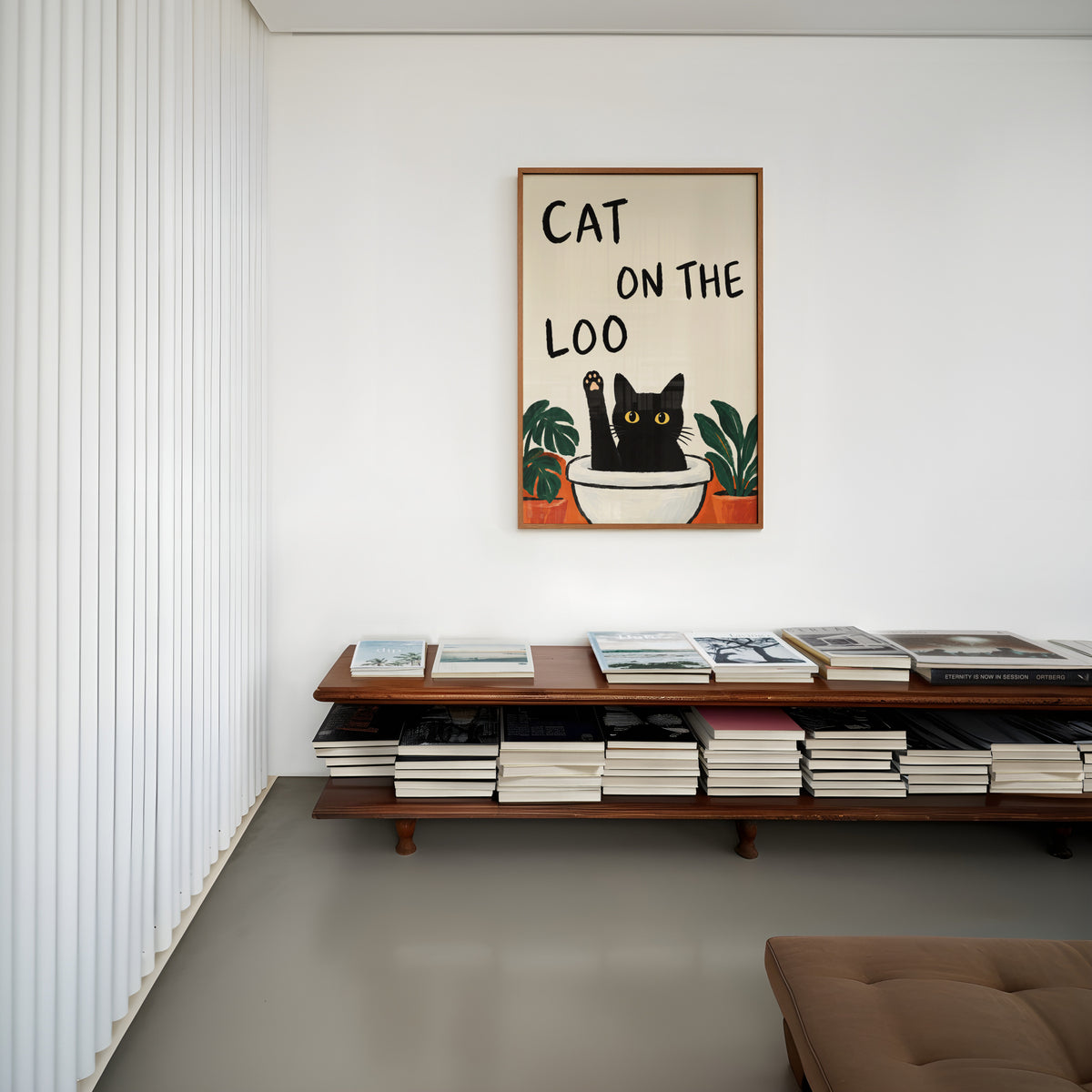 Vintage Cat Print Poster, Funny Bathroom Wall Art