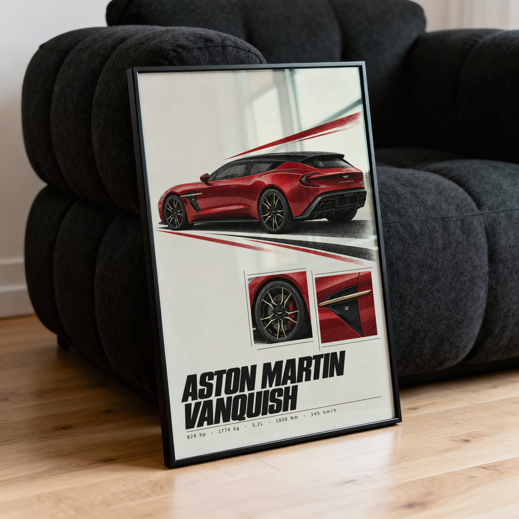 Vintage Aston Martin Vanquish Print, Car Wall Art