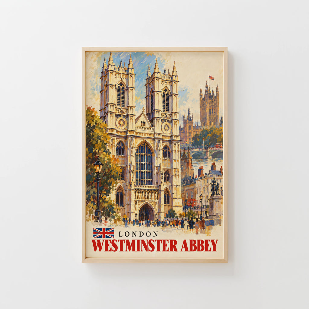 Vintage Westminster Abbey Poster, London Wall Art Print
