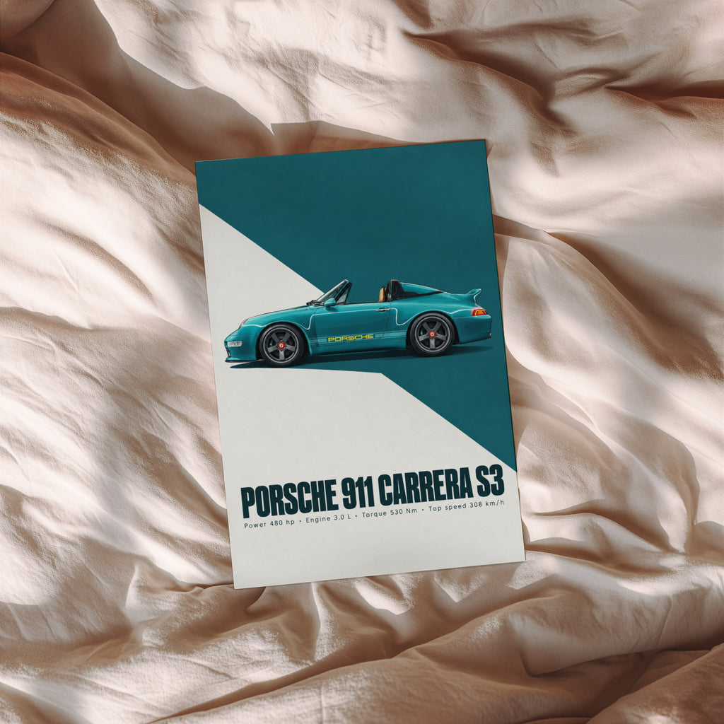 Vintage Porsche 911 Carrera S3 Print, Car Wall Art