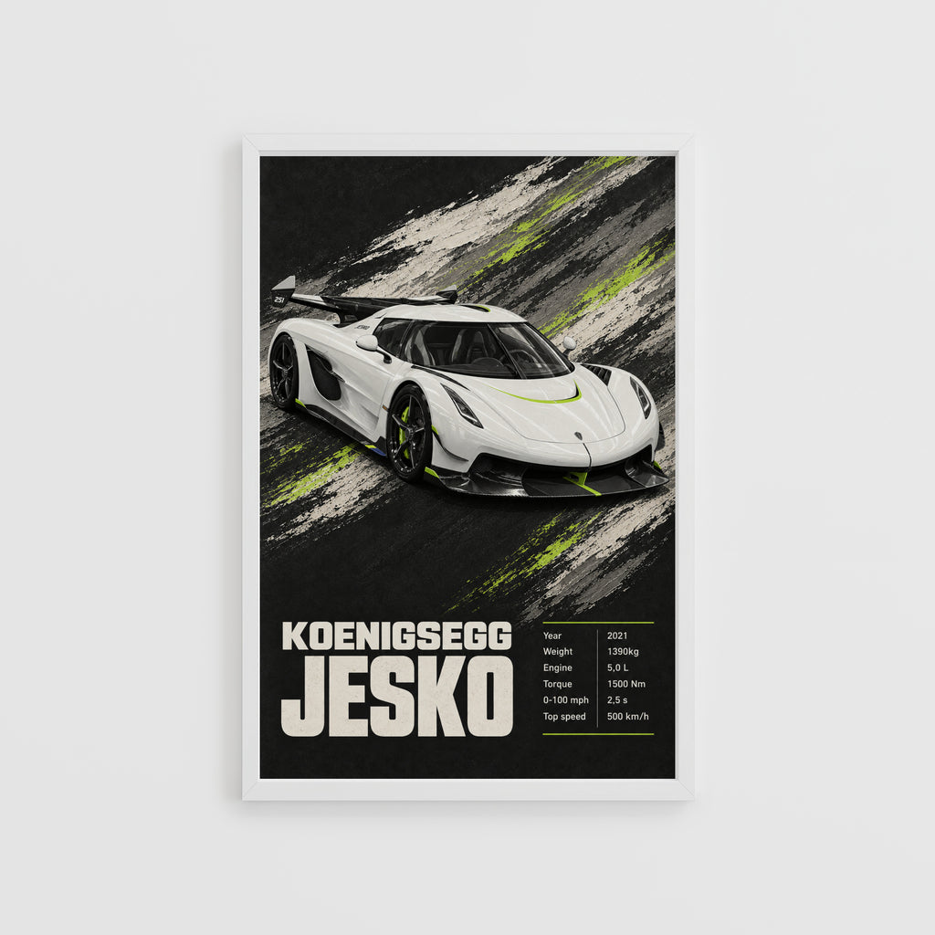 Vintage Koenigsegg Jesko Print, Hypercar Wall Art
