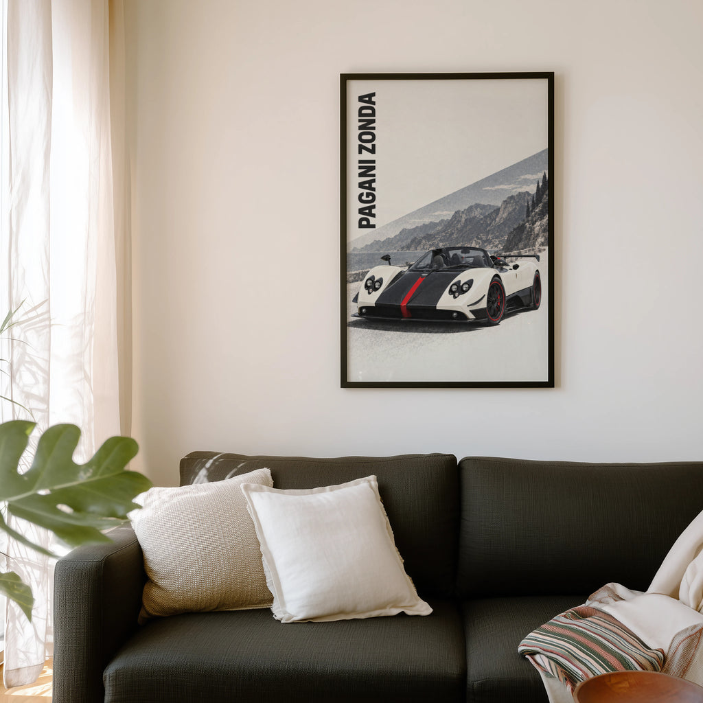 Vintage Pagani Zonda Print, Supercar Wall Art