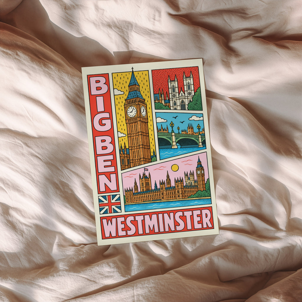 Vintage Big Ben Westminster Poster, London Wall Art Print