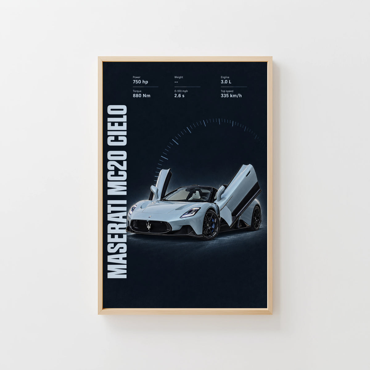 Vintage Maserati MC20 Cielo Print, Supercar Art