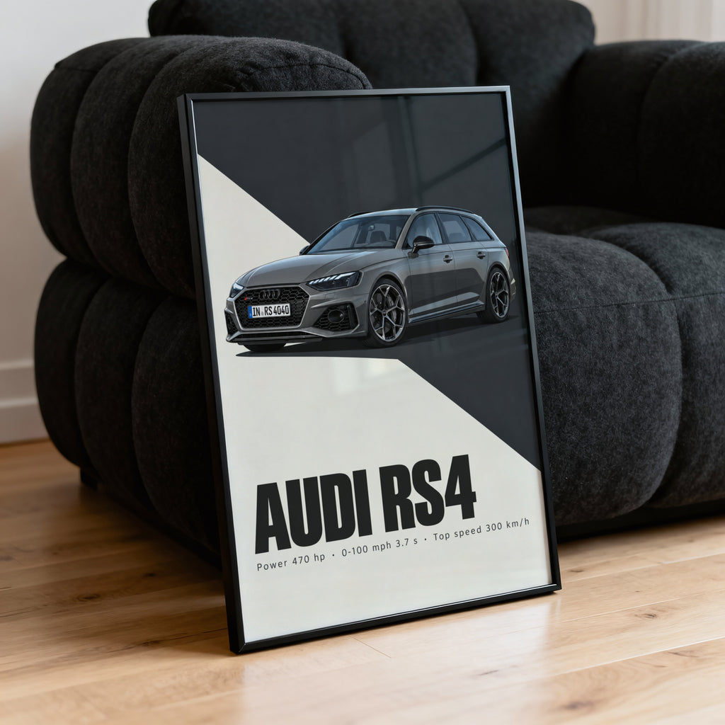 Vintage Audi RS4 Avant Print, Car Wall Art