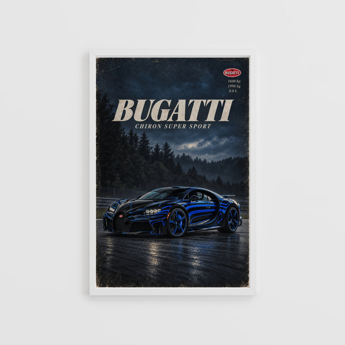 Vintage Bugatti Chiron Print, Car Poster, Wall Art