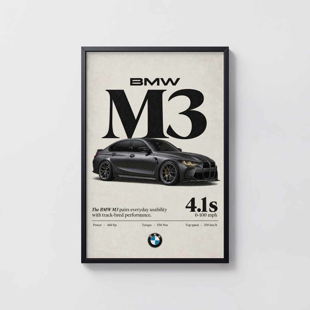 Vintage BMW M3 Print, Car Wall Art, Garage