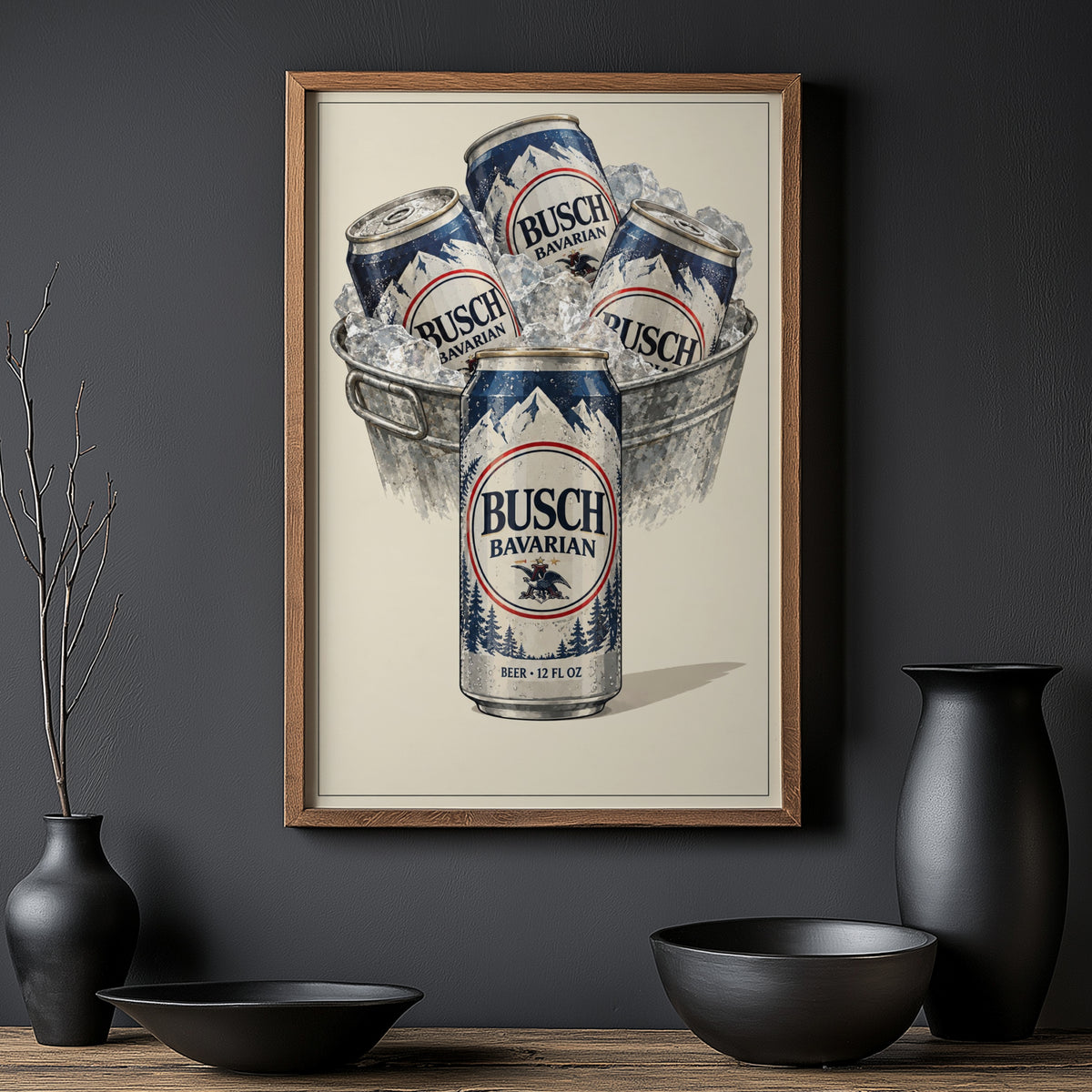 Vintage Busch Bavarian Beer Print, Bar Poster Wall Art