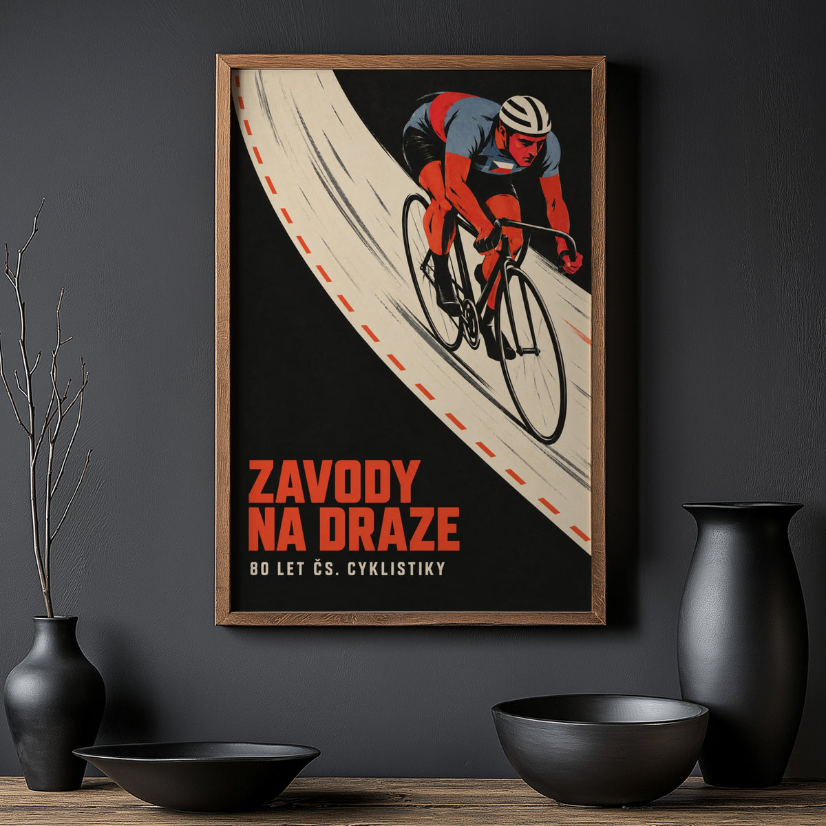 Vintage Track Cycling Poster, Czech Cyclist Print