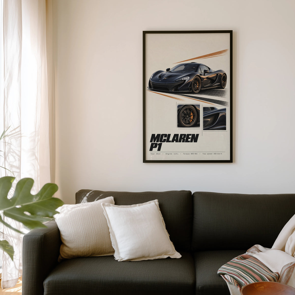 Vintage McLaren P1 Print, Supercar Wall Art