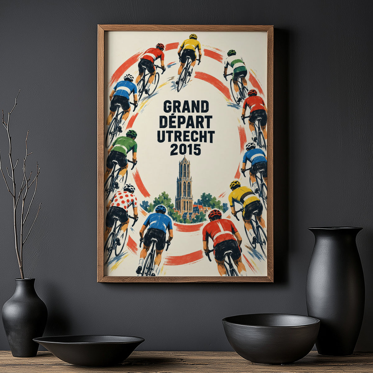 Vintage Utrecht Cycling Poster, Dom Tower Wall Art Print