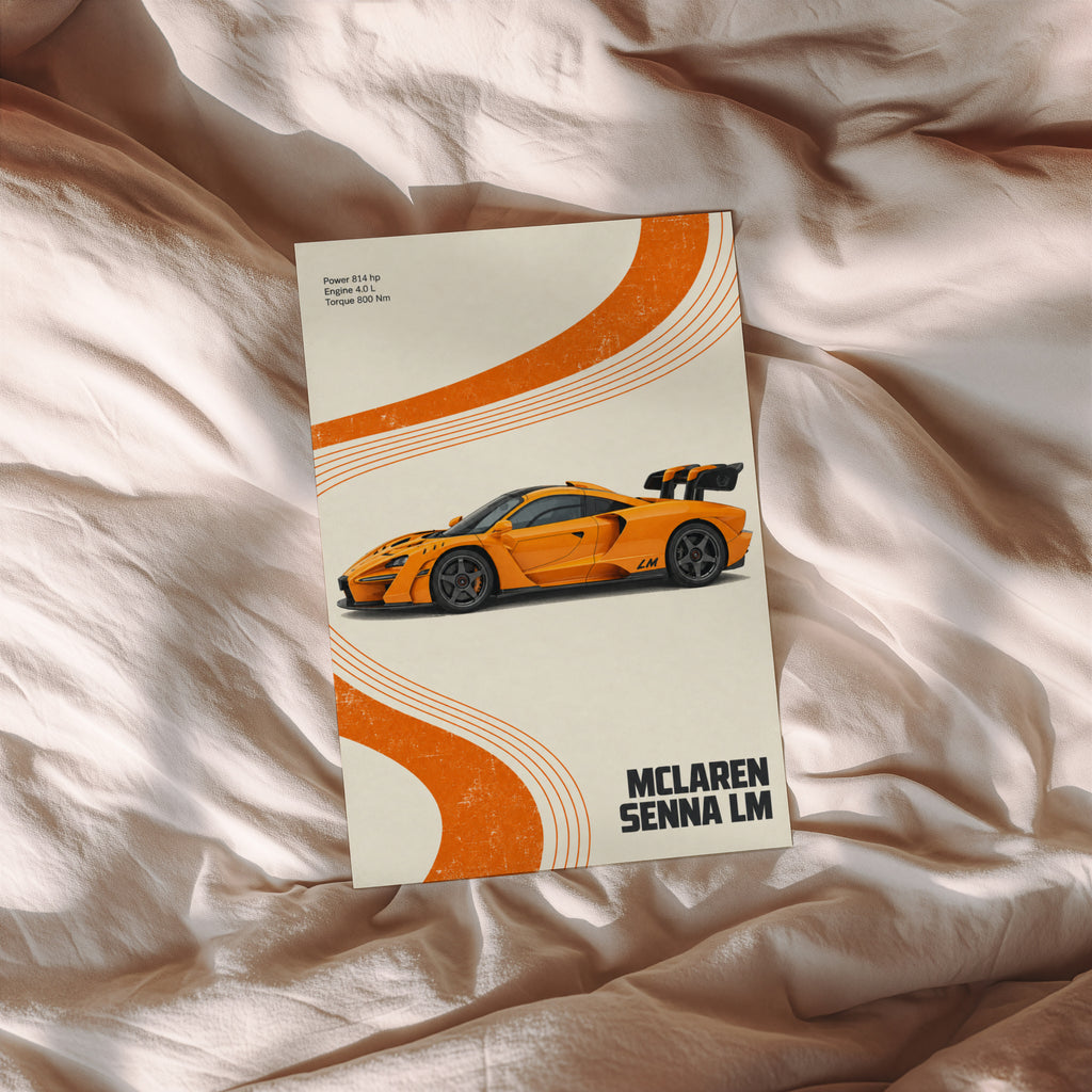 Vintage McLaren Senna LM Print, Supercar Wall Art
