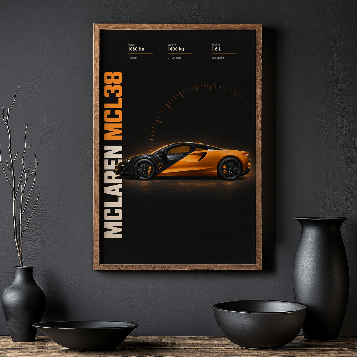 Vintage McLaren MCL38 Print, Supercar Wall Art