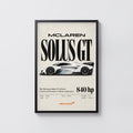 Vintage McLaren Solus GT Print, Supercar Wall Art