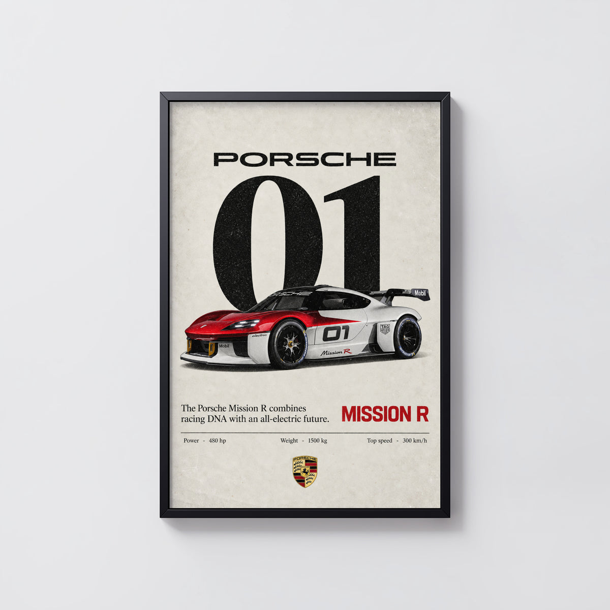 Vintage Porsche Mission R Print, Car Wall Art