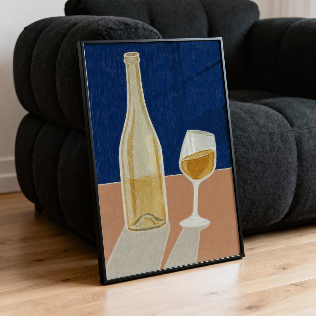 Vintage Wine Bottle Print Poster, Kitchen Wall Art