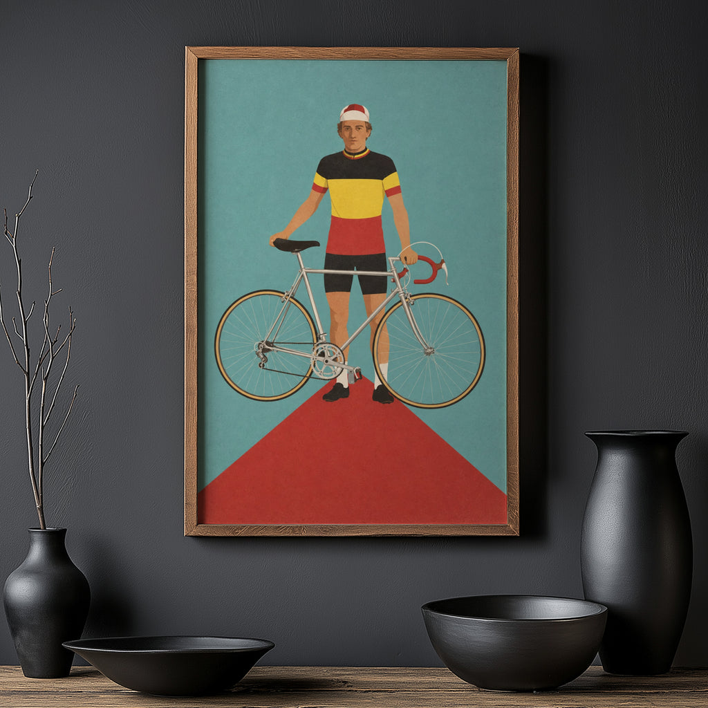 Vintage Cyclist Poster, Retro Bicycle Print, Wall Art