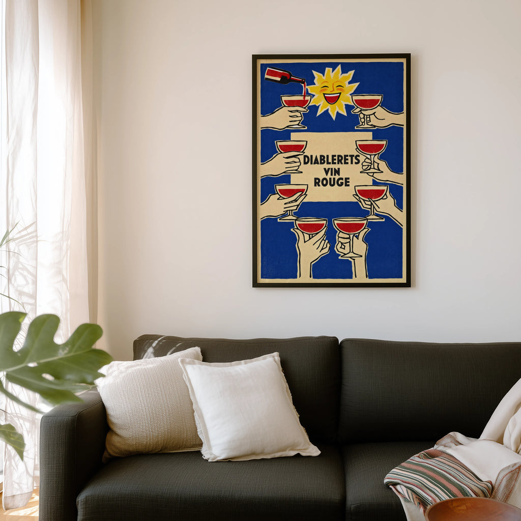 Vintage Diablerets Vin Rouge Print Poster, Wine Wall Art