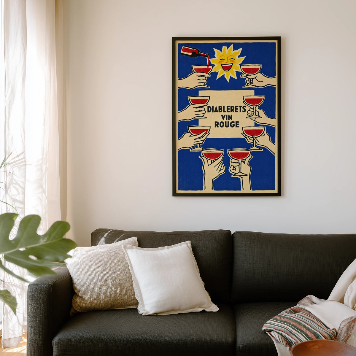 Vintage Diablerets Vin Rouge Print Poster, Wine Wall Art