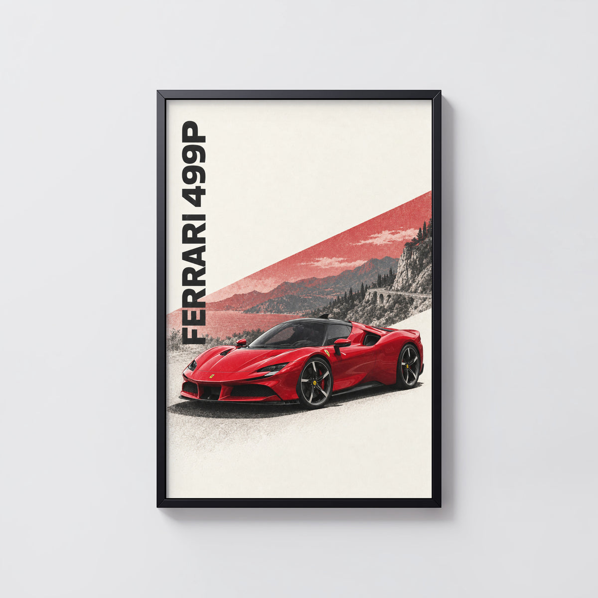 Vintage Ferrari 499P Print, Car Wall Art