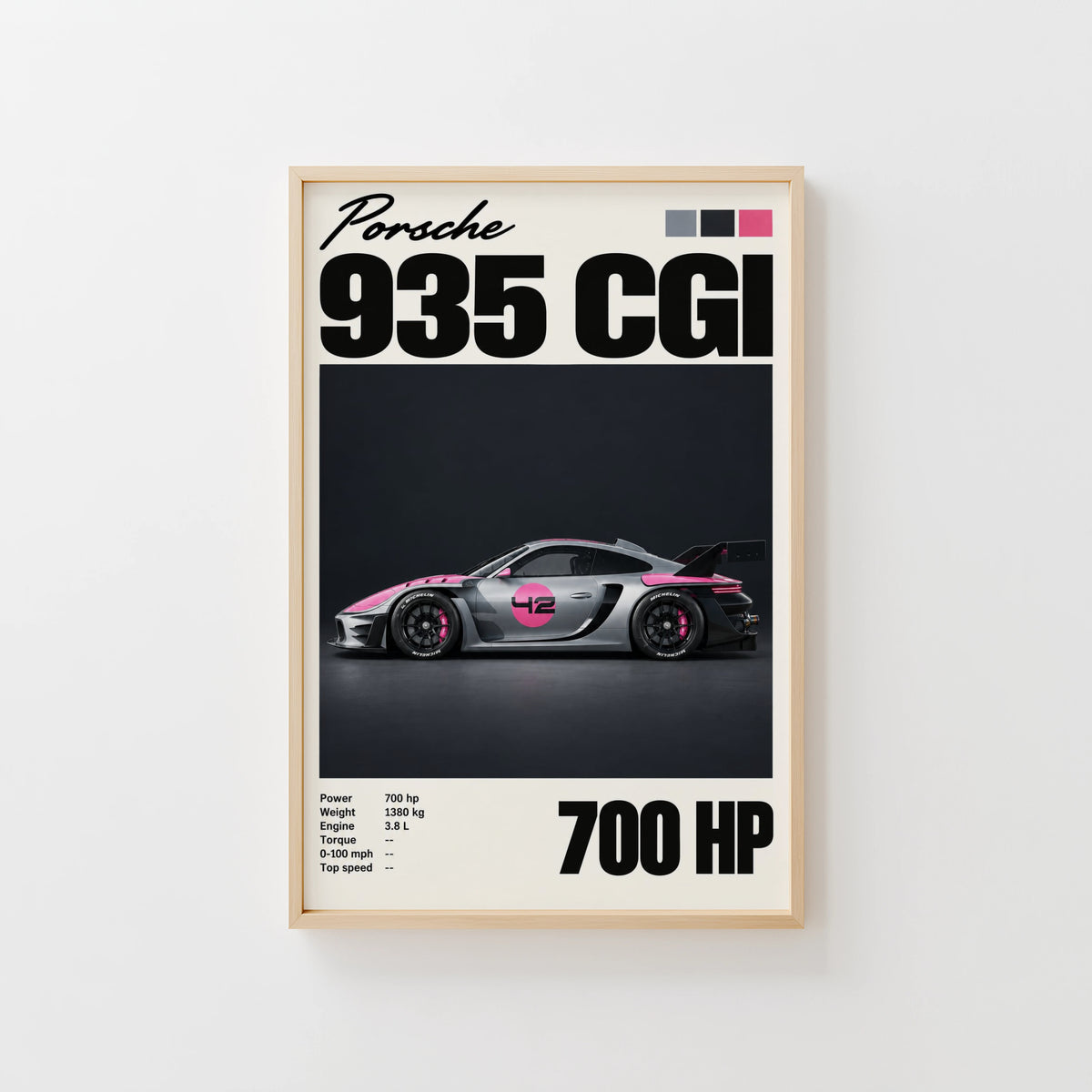 Vintage Print, Porsche 935 Racing Car Wall Art
