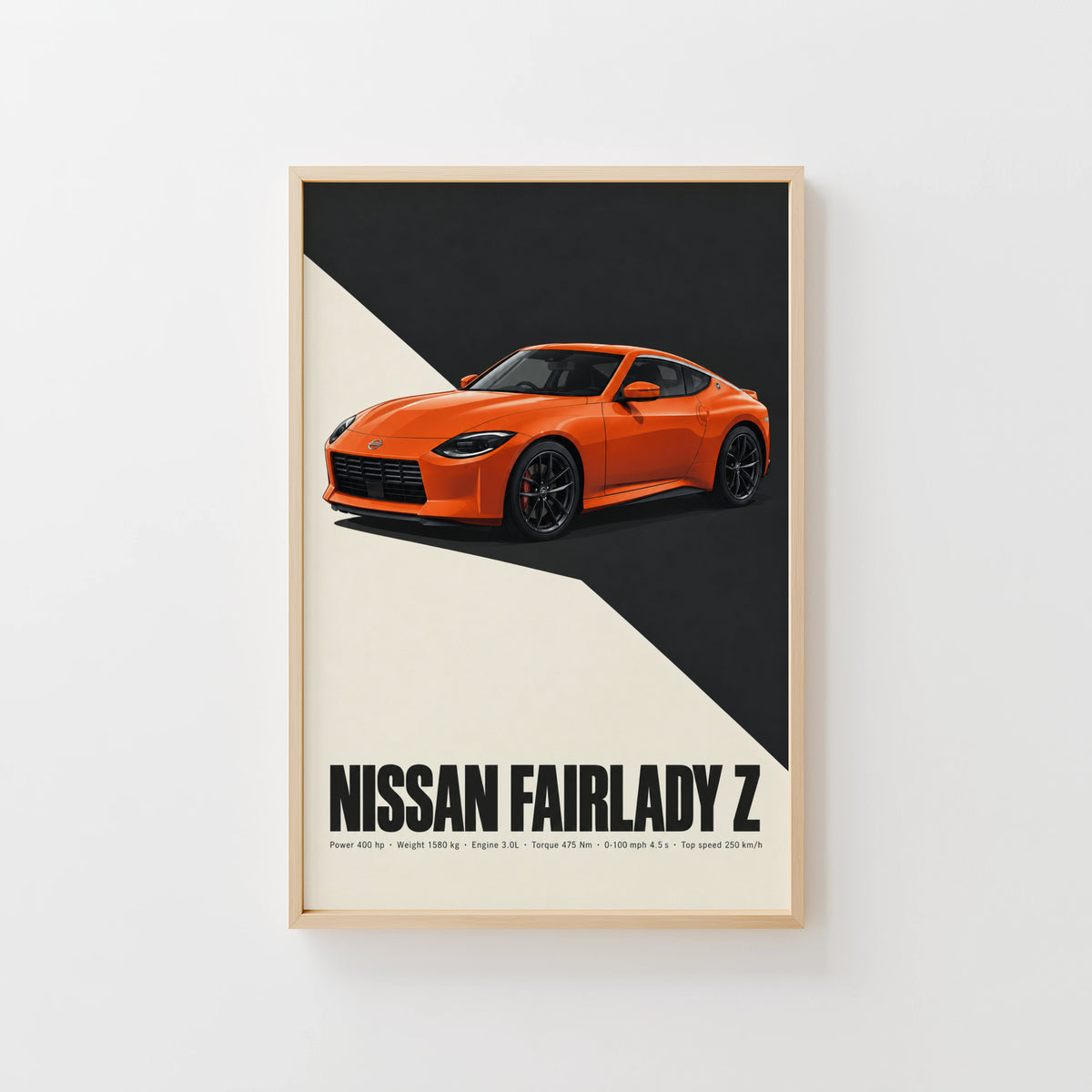 Vintage Nissan Fairlady Z Print, Orange Sports Car
