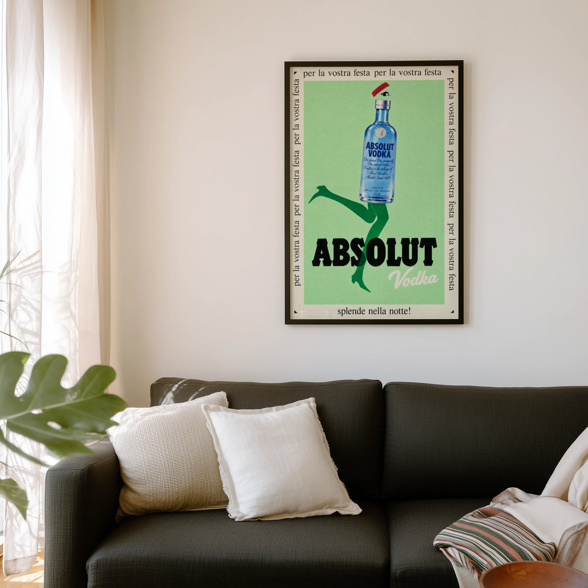 Vintage Absolut Vodka Print Poster, Retro Bar Wall Art