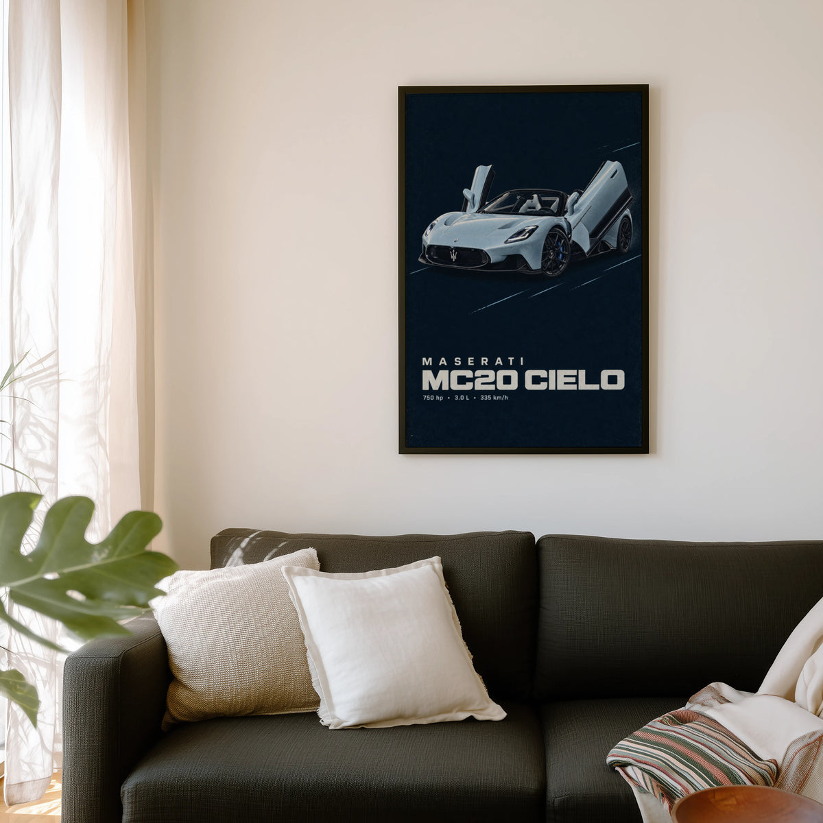 Vintage Maserati MC20 Cielo Print, Car Wall Art