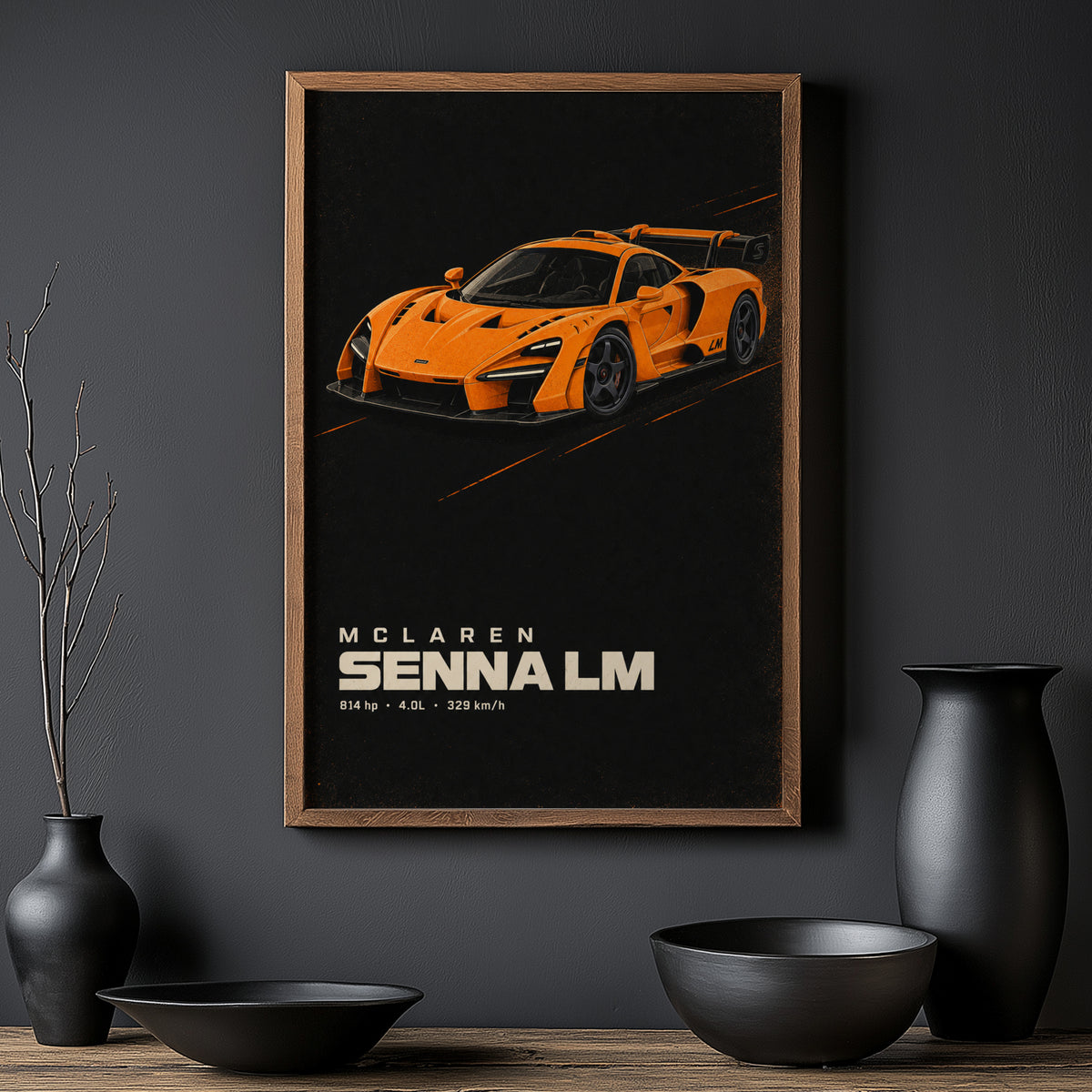 Vintage McLaren Senna LM Print, Supercar Wall Art