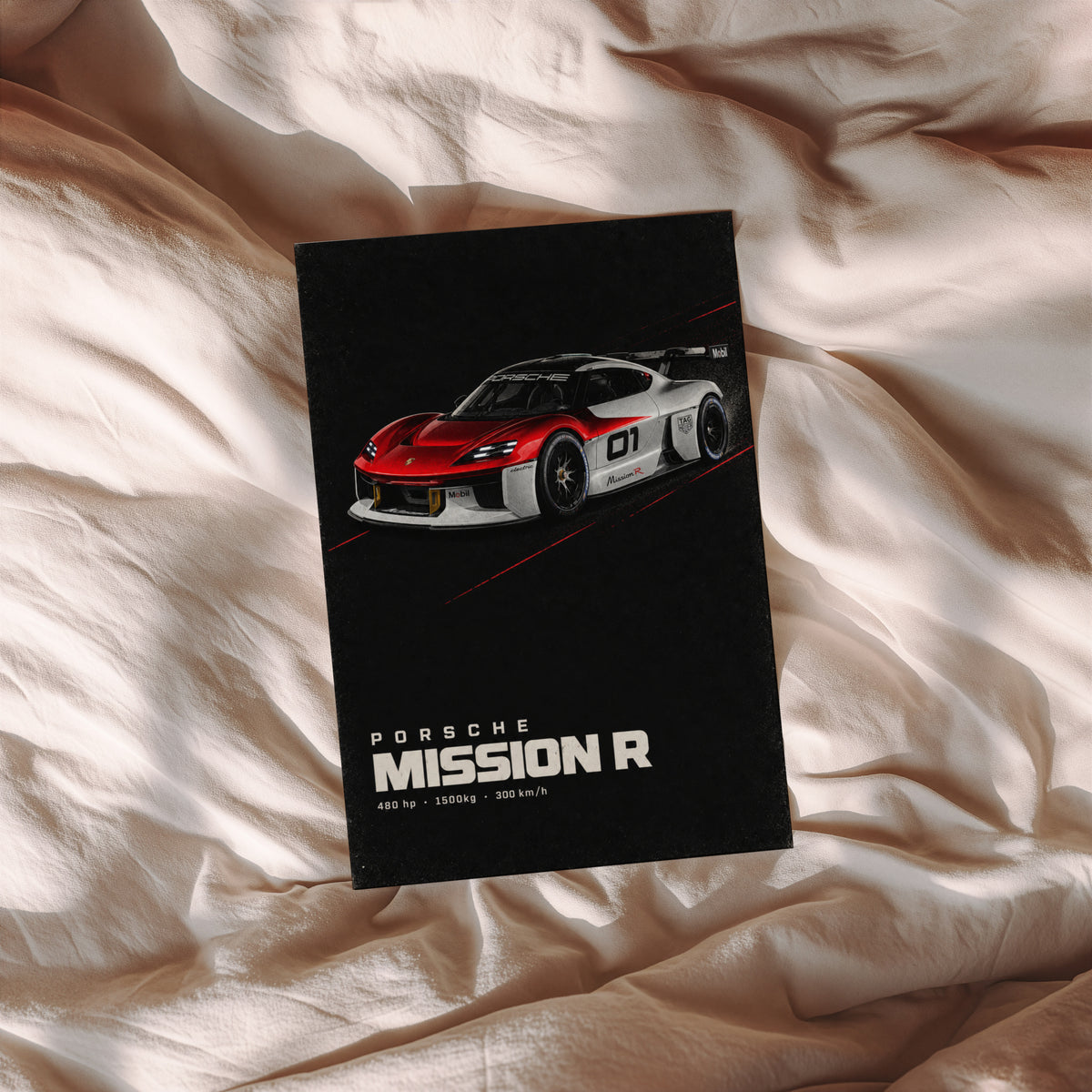 Vintage Porsche Mission R Print, Racing Car Wall Art